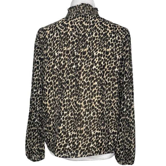 J.Crew Womens Blouse Size Small Mock Neckline Animal Print Long Sleeves Elastic - Picture 5 of 10